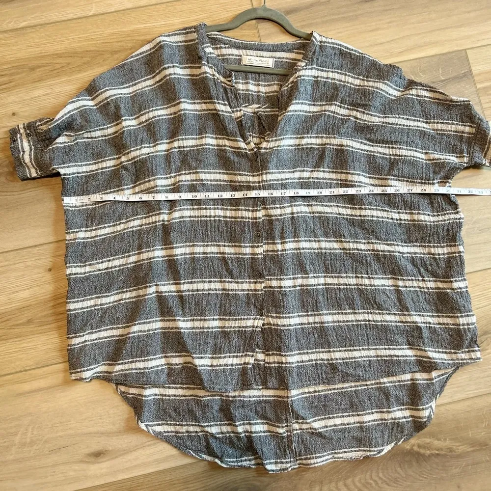 We the Free/Free People Linen/Cotton Blend Oversized Striped Tunic Button Up XS - Image 9