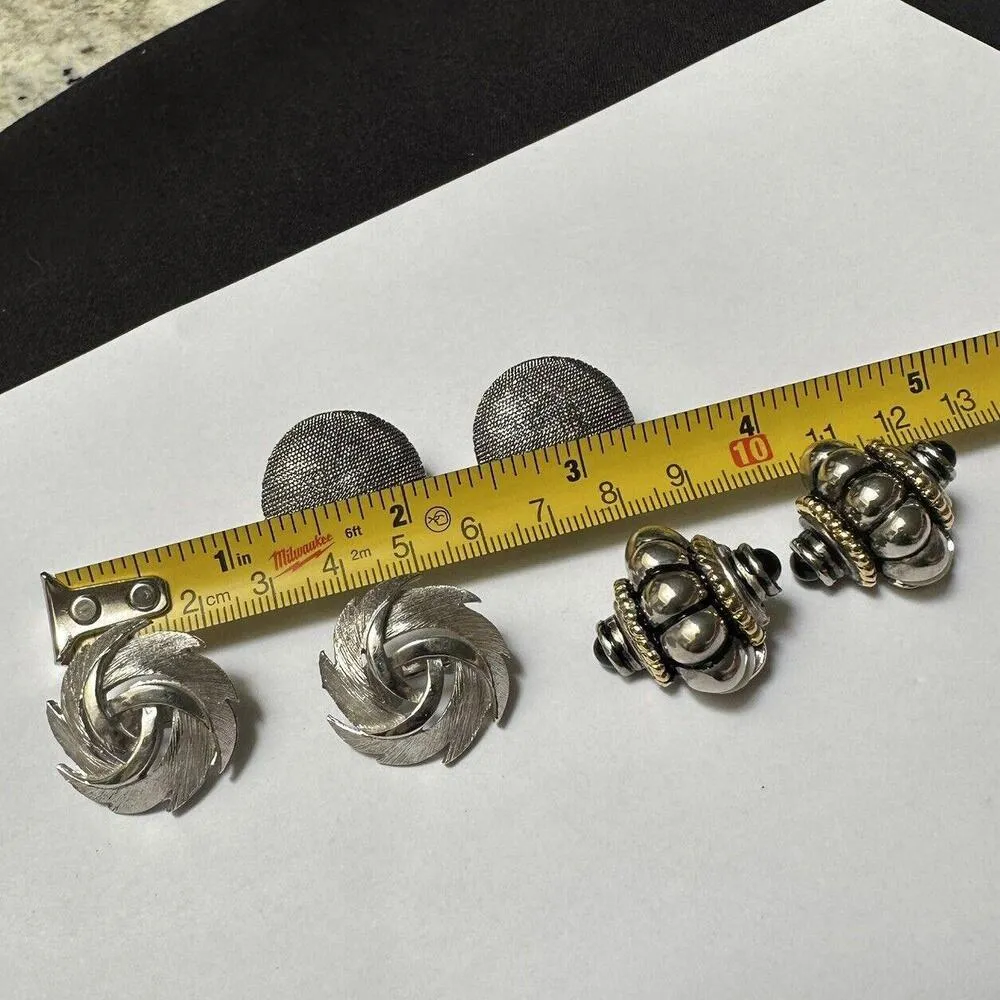 Lot Of 3 Silver Tone Clip On Earrings Mix - Image 10