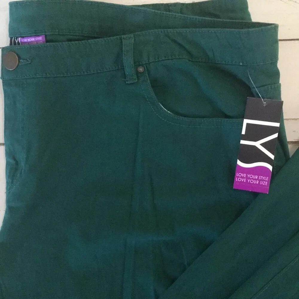 LYS Pants Lightweight Stretch Twill Women’s 26W Emerald Green Soft Brushed - Image 2