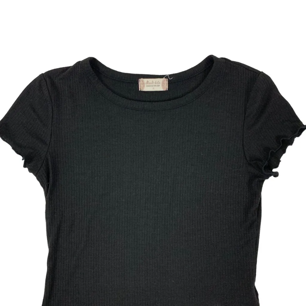 Altard State Black Crop Top Medium Short Sleeve Y2K Edgy Streetwear Night Out - Image 2