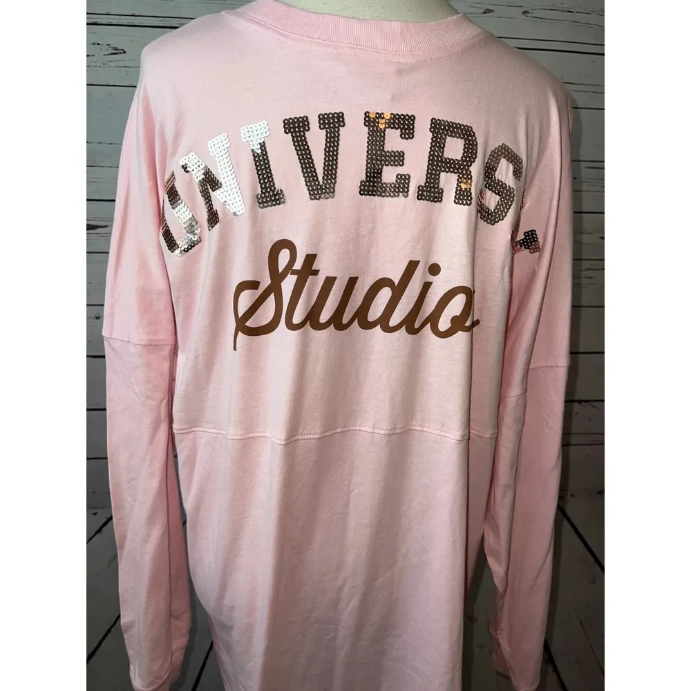 Disney Universal Studios XL Extra Large Spirit Jersey Pink Sequins NWT Shirt Top - Image 5