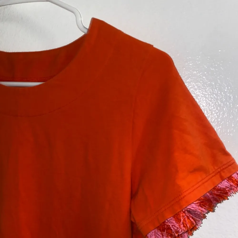 Spartina 449 Bright Orange Red Mini Dress Fringe Small Spring Vacation Boho - Image 3