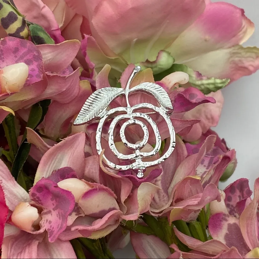 Sarah Coventry Silver Apple Cherry Fruit Brooch - Image 3