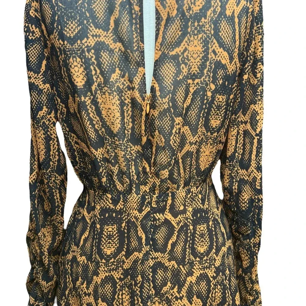Finders Keepers Lana Snakeskin-Print Mini Dress‎ Brown Black Size US 4 - Image 9