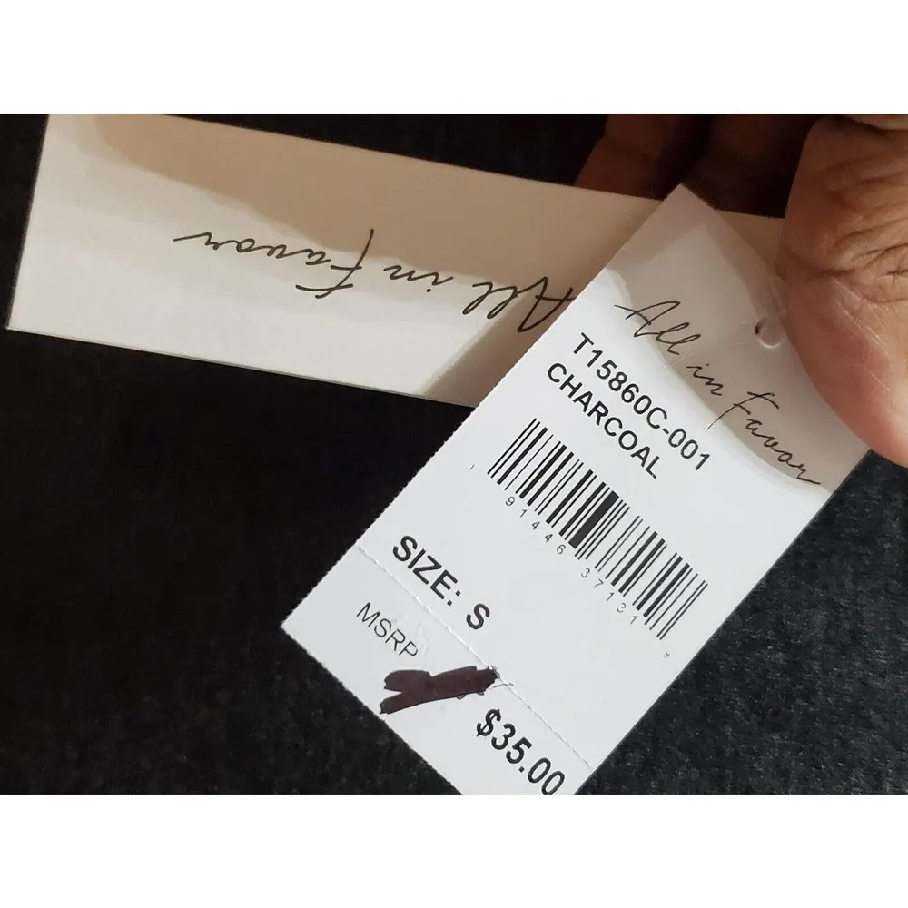 All in Favor Crewneck Charcoal Gray Crop Top Long Sleeve Pullover Knit Sweater S - Image 8