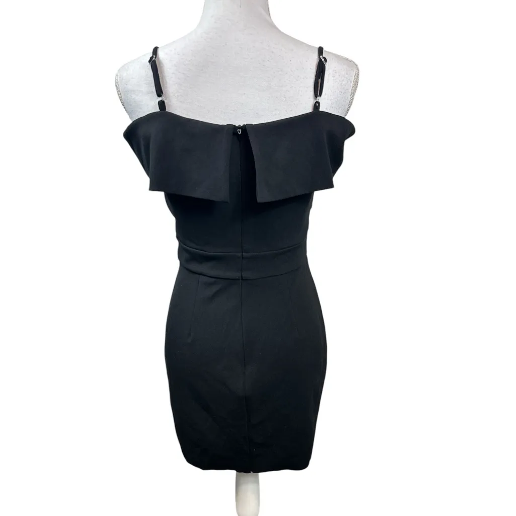 Alexa B Women’s Classic Black Spaghetti Strap Front Bow Mini Dress Size 4 - Image 8