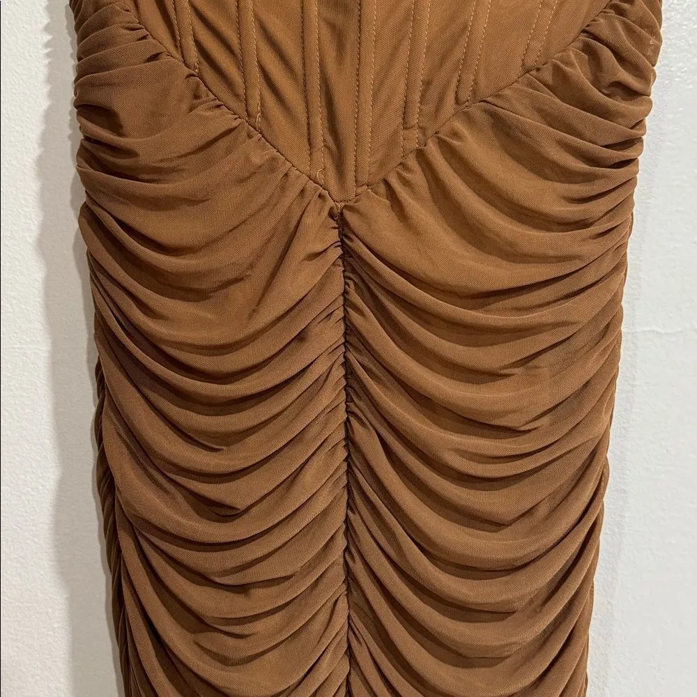 PrettyLittle Thing Chocolate Corset
Detail Mesh Ruched Bandeau
Jumpsuit NWT - Image 5