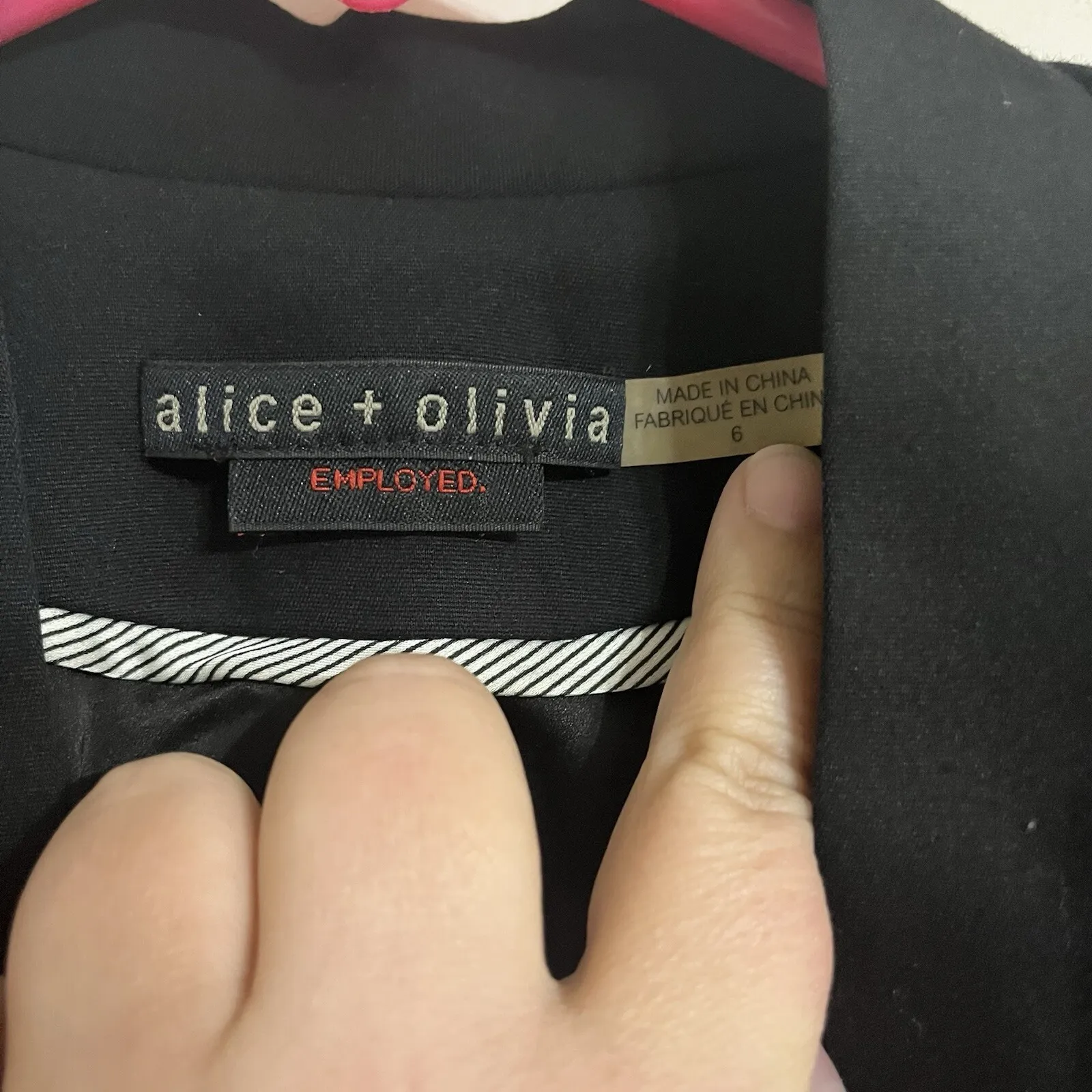 Women's Alice + Olivia Employed Collarless Blazer Suit Jacket Size 6 Black - Image 4