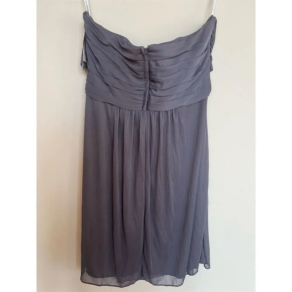 NWT David's Bridal Short Strapless Mesh Bridesmaid Dress Size 14 Pewter Gray - Image 5