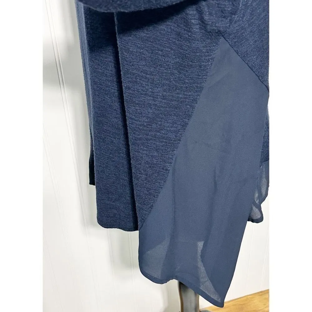 Simply Vera Vera Wang Women's Scoop Neck Long Sleeve Top Blouse Navy Size Medium - Image 5