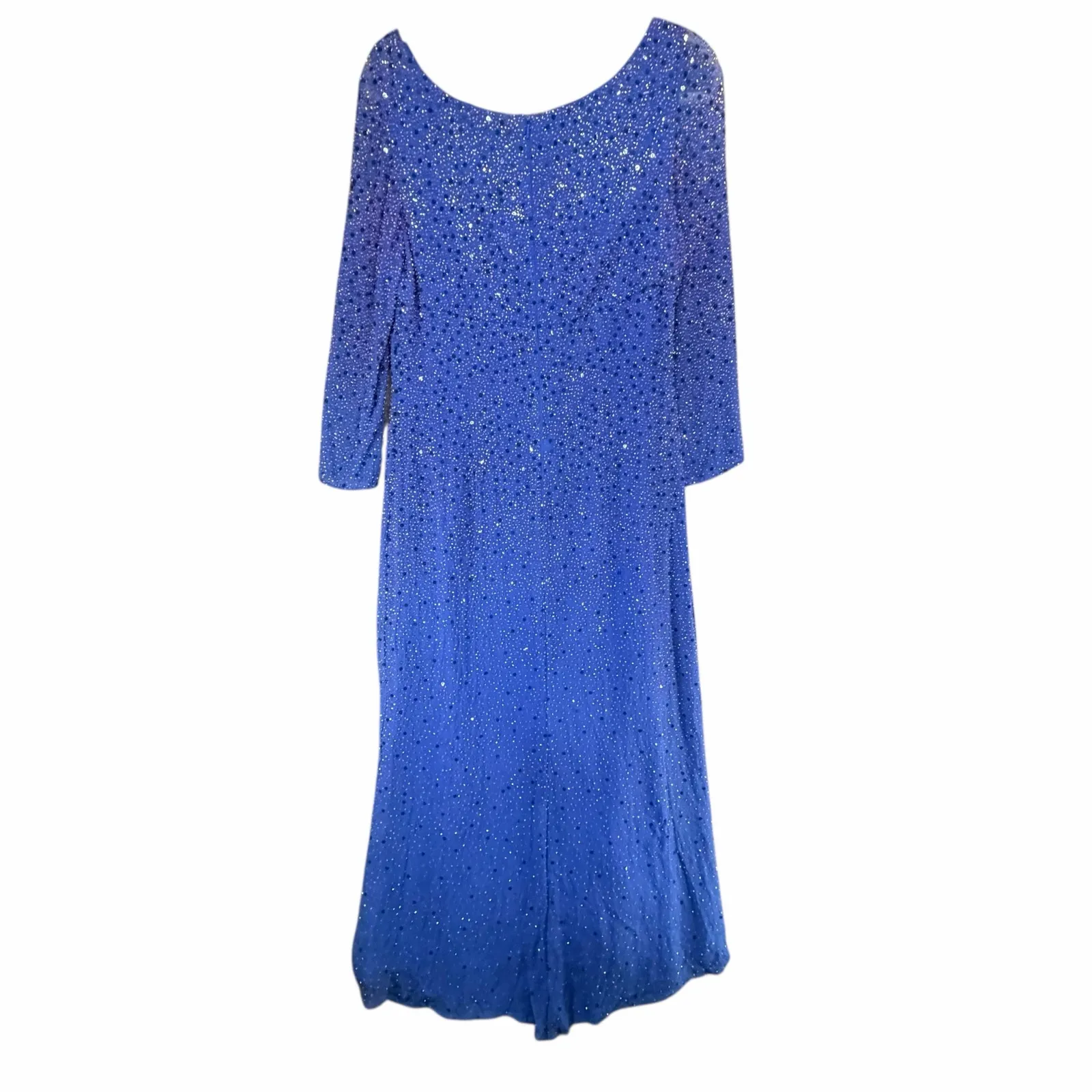 Vintage Mon Cherie Embellished Evening Gown Blue Size 12 Formal Dress Prom Gala - Image 4