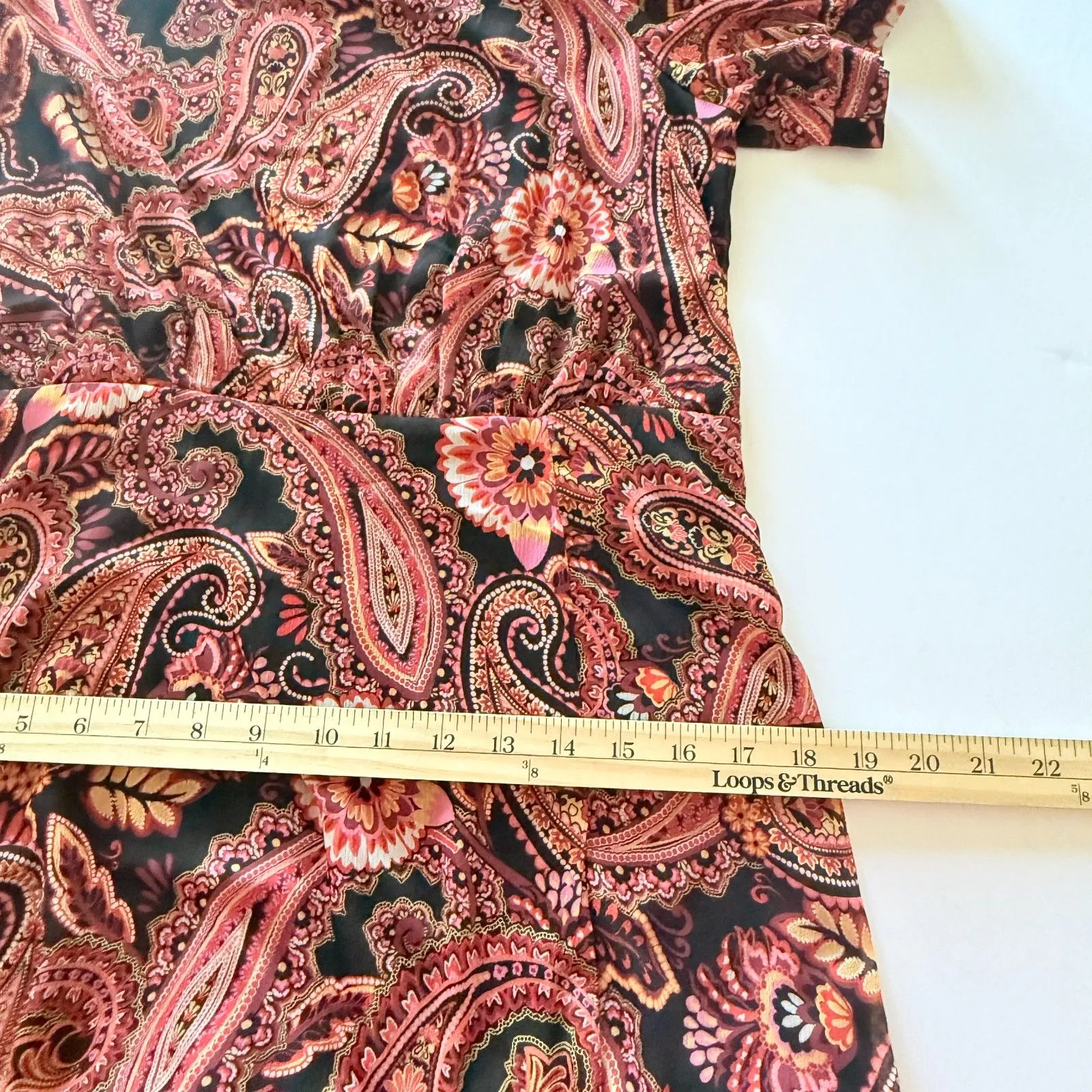 Harper 241 Black Rust Paisley Front Slit Short Sleeve Boho Midi Party Dress Sz 6 Orange - Image 7