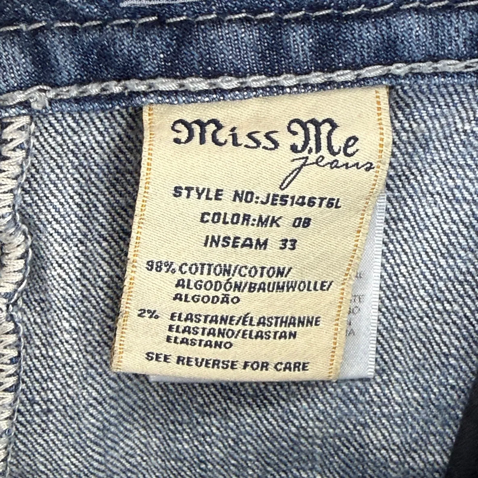 Miss Me Jeans Womens Size 30 Straight Denim Skirt Mid Wash Embellished JE514676L Blue - Image 6