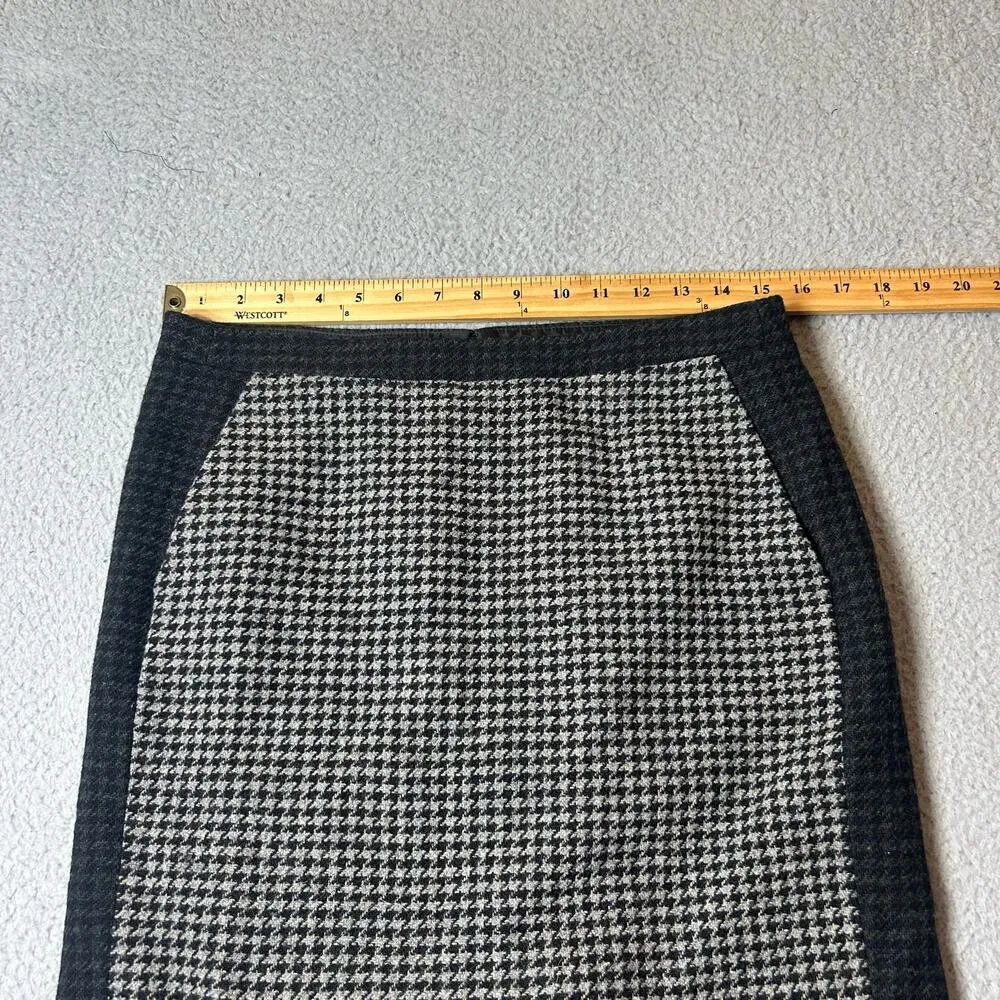 J.Crew Skirt Womens 4 Gray Black Pencil Skirt Houndstooth‎ Two Tone Wool - Image 5