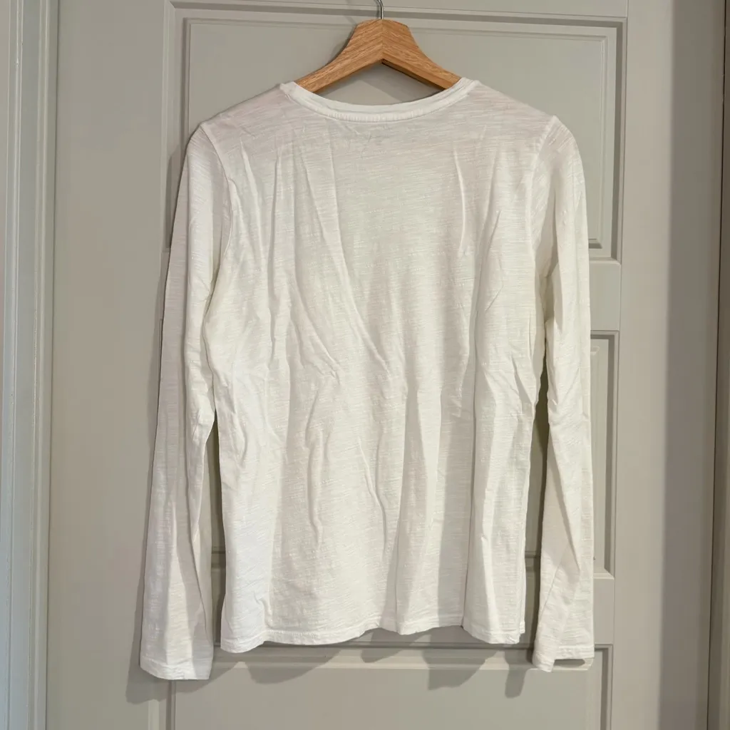 Garnet Hill Weekender Crewneck Long-Sleeve Tee White Size Small - Image 3
