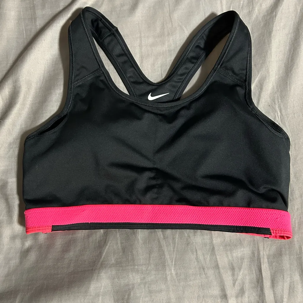 Nike Black and Pink Dri-FIT Sports Bra Size L - Image 4