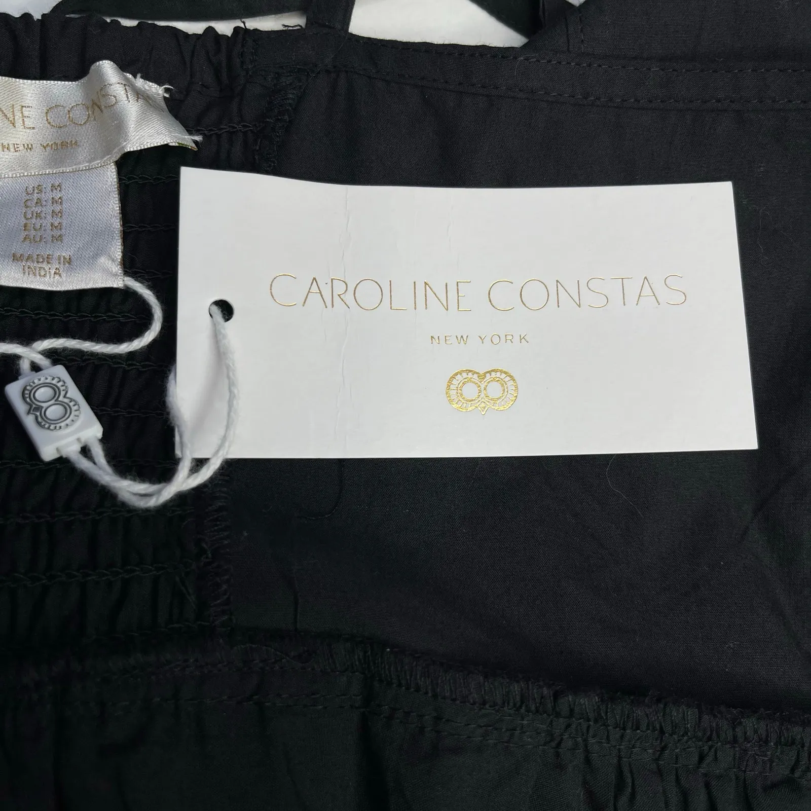 Caroline Constas New Embroidered Peplum Waist Spaghetti Strap Black Dress Sz M Size M - Image 10