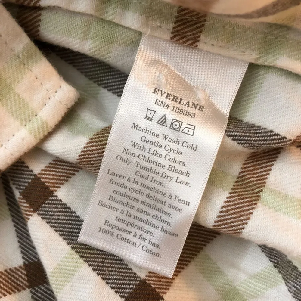 Everlane Womens The Boxy Flannel Shirt Pockets Plaid Brown S - Image 6