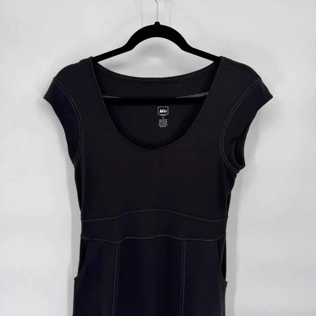 REI Athletic Dress Womens‎ Small Black Raylon Nylon Blend Pockets Cap Sleeves - Image 2