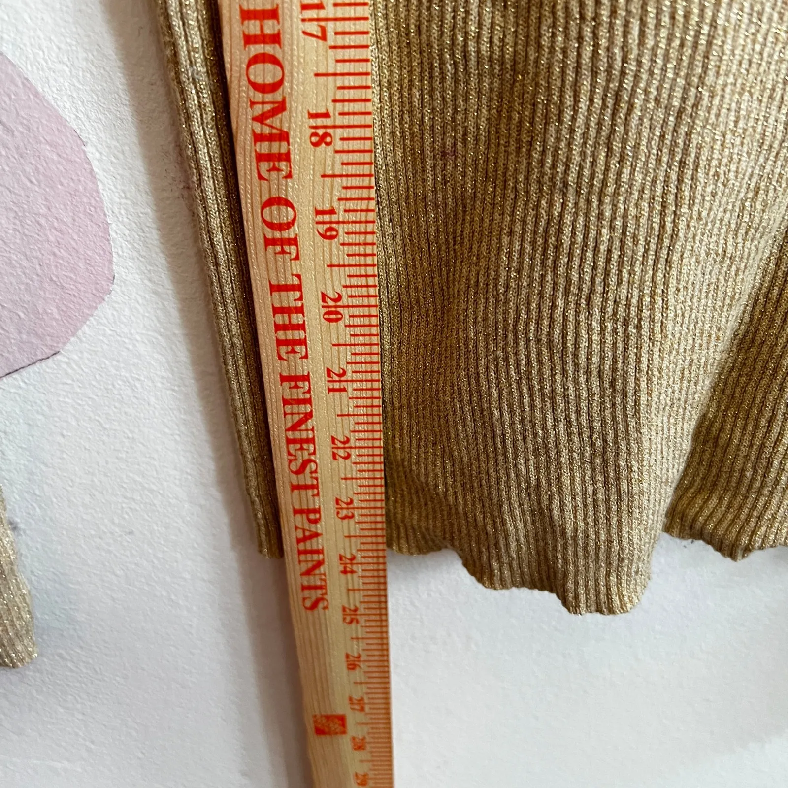 Vintage Y2K Ribbed Long Sleeve Top Sequin Gold 2000s Glam 90s Small - Image 4