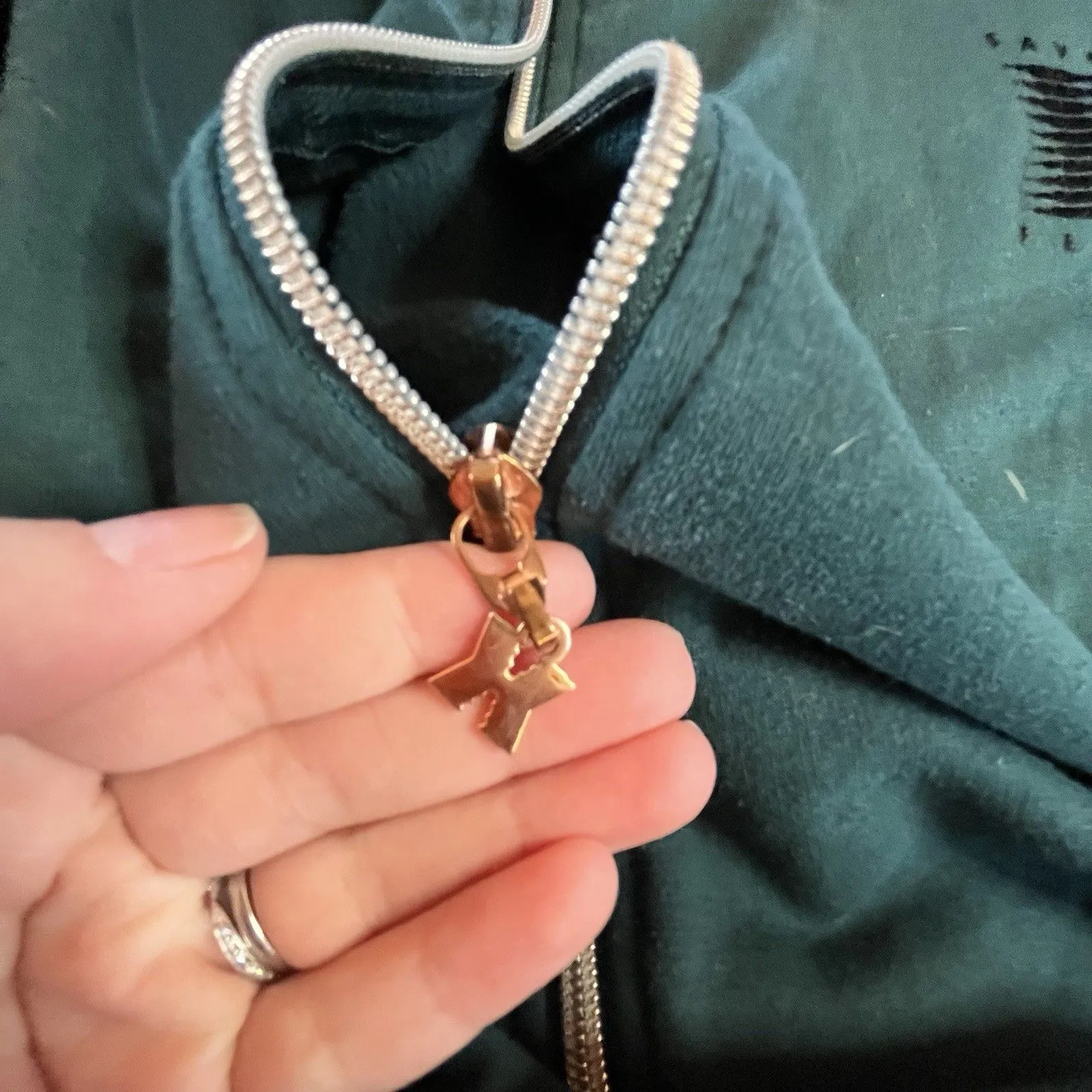 Savage X Fenty XL Dark Green Full Zip One Piece Sweat Suit Hooded Jumpsuit Cozy - Image 7