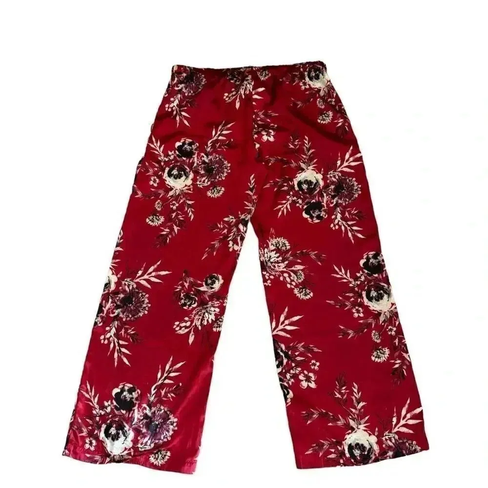 Gilligan & O'Malley Red Women's Satin Floral Lightweight Pajama Pants SZ M #1944 Size M - Image 6