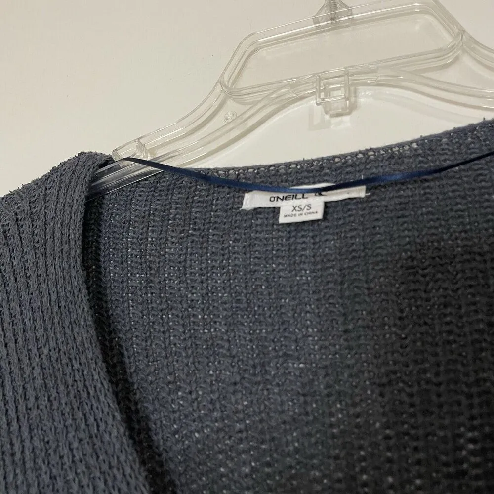 NEW! O'neill Gray oversized vneck crochet knit lightweight jumper sweater XS/S - Image 2