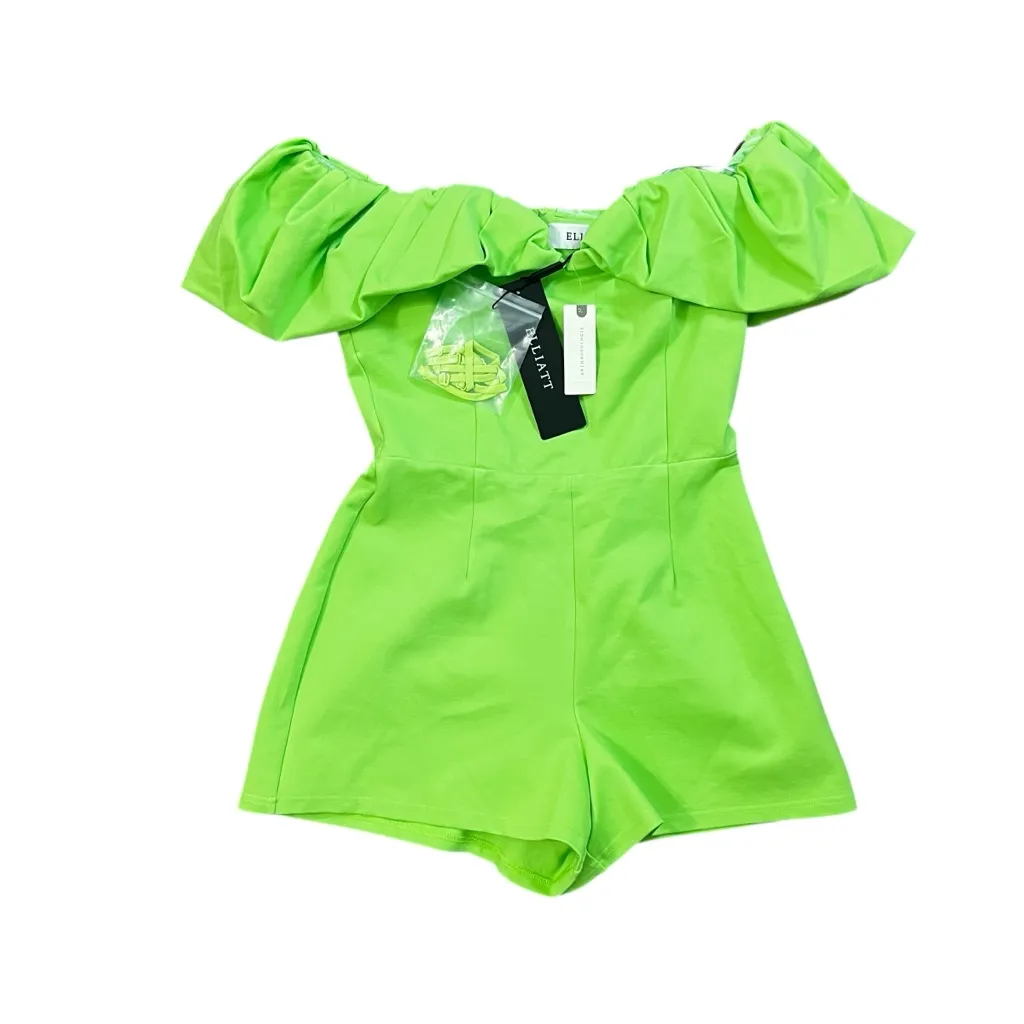 Elliatt Lime Green Off Shoulder Ruffle Romper NWT Size Small $270 Retail - Image 5