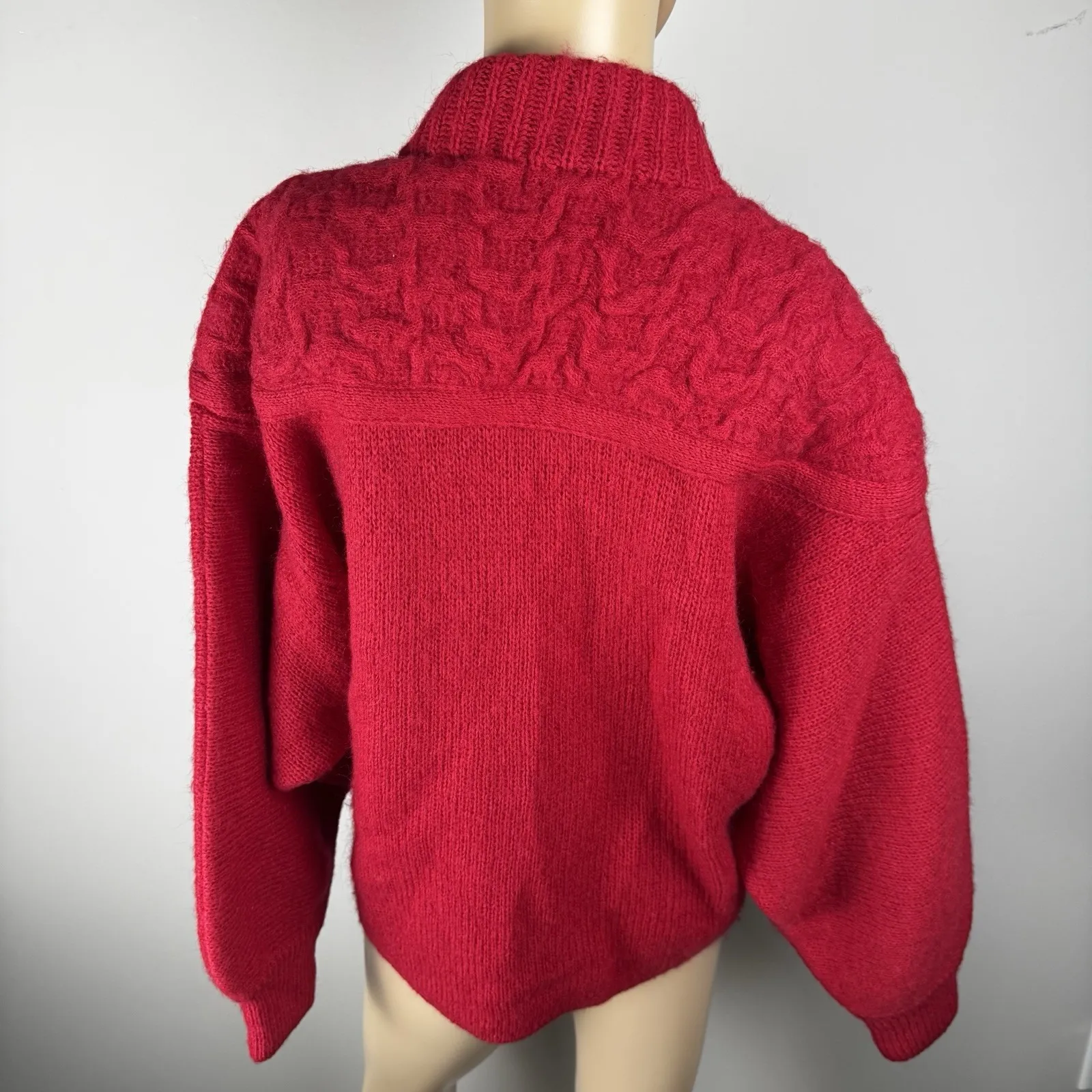 I.B. DIFFUSION Cardigan Sweater Coat Sz S Women's Red Wool Mohair Cozy Soft Vtg - Image 9