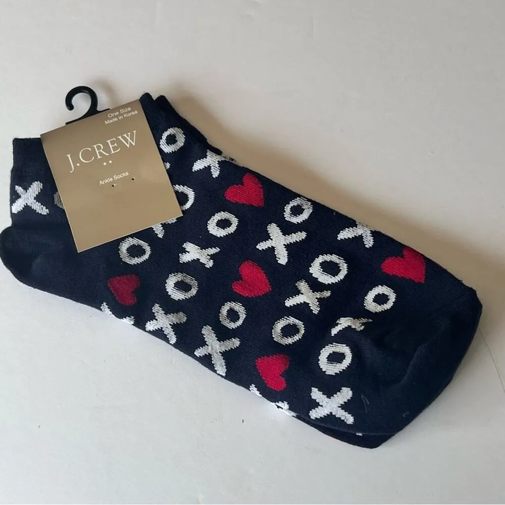 J.Crew Women's Dressy Style Ankle Socks XOXO Heart Print OS  NWT - Image 2