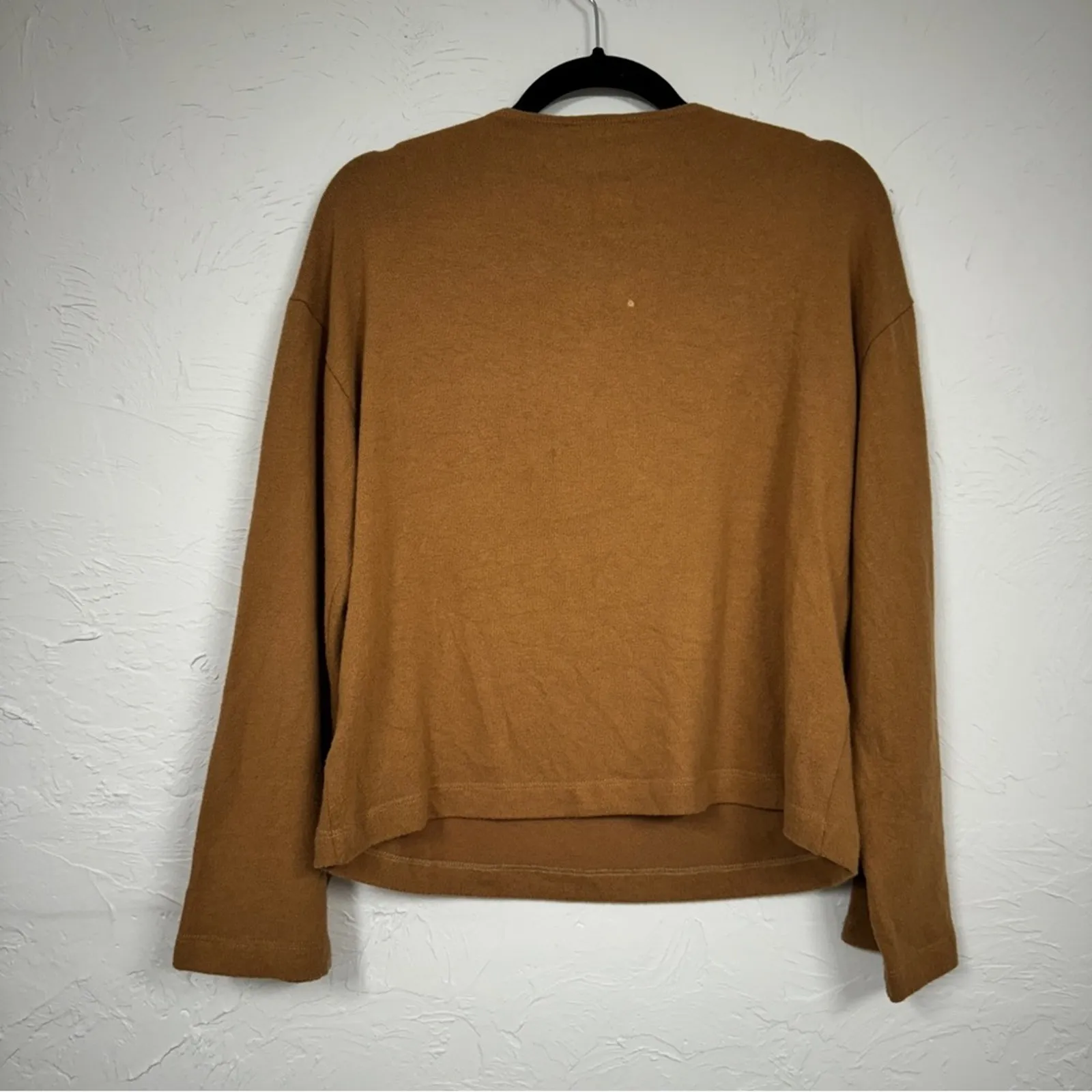 Reformation Brown Organic Cotton Blend V Neck Sweater Women S Bell Sleeve Luxury - Image 10