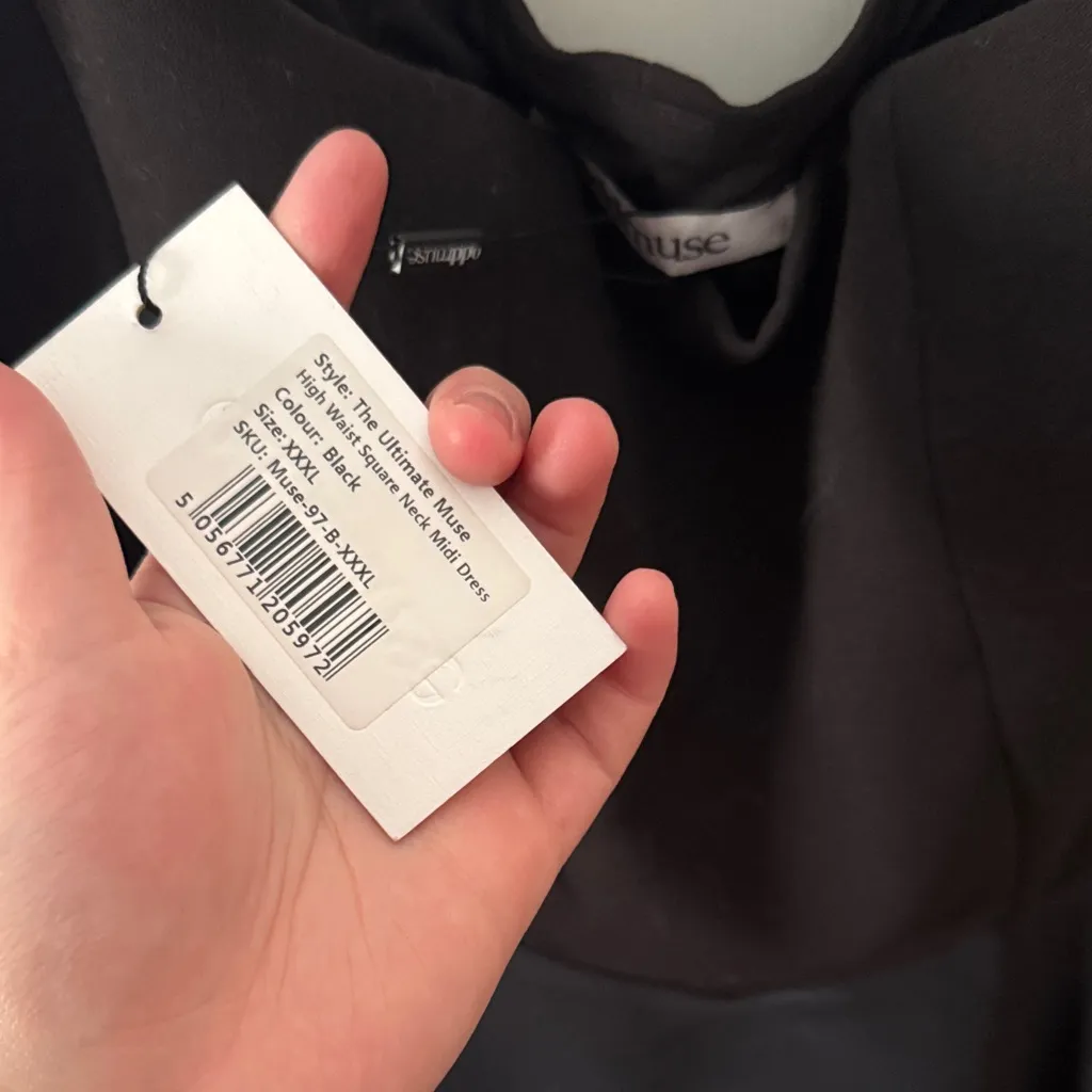 NWT Square Neck Midi Dress Black Size 14 - Image 6