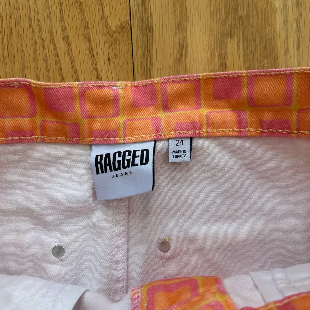 THE RAGGED PREIST Ragged Jeans Doll Denim Mini Skirt Size 24 Pink Orange - Image 4