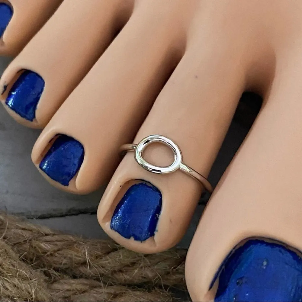 Sterling Silver Oval Toe Ring Midi Ring Silver - Image 3
