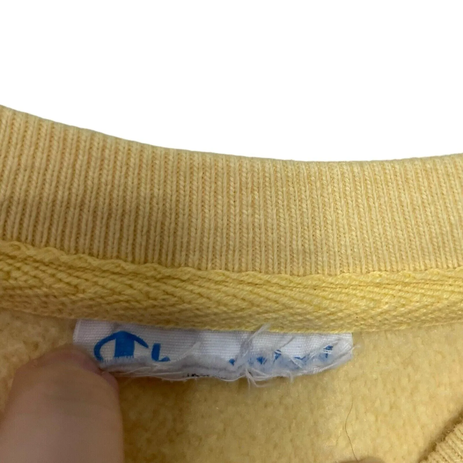 Champion Reverse Weave Yellow Sweatshirt Women’s Size XS Crew Pullover Logo - Image 9