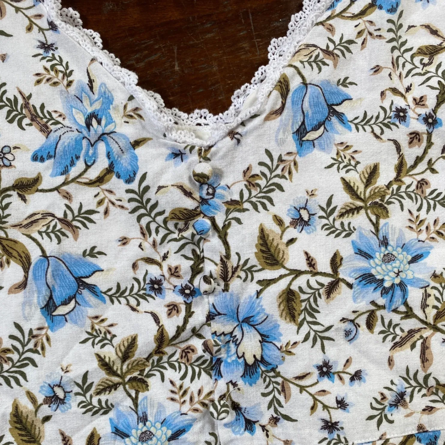 Laura Ashley Sleeveless Linen Floral‎ Romantic Mini Dress Lace Pockets - 12 - Image 6