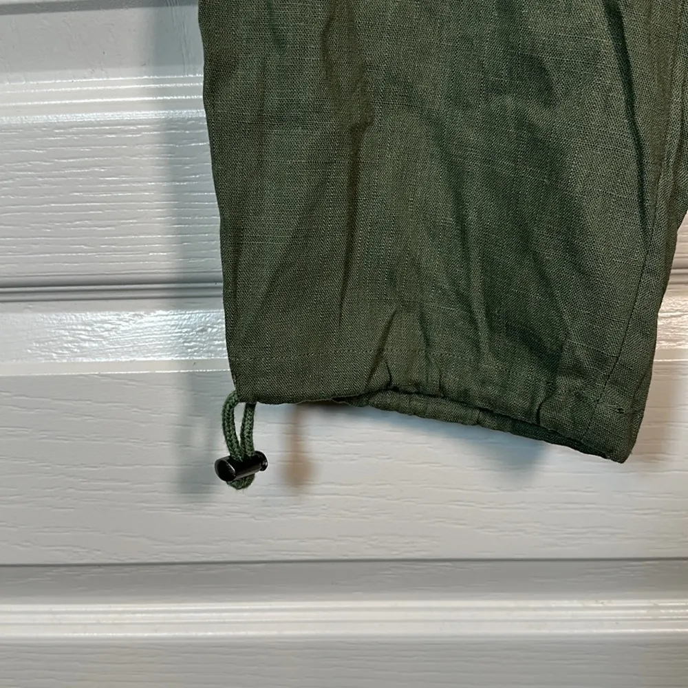 APEACH Cargo Linen Blend Olive Green Pants Size Small NWT #0617-OC - Image 3