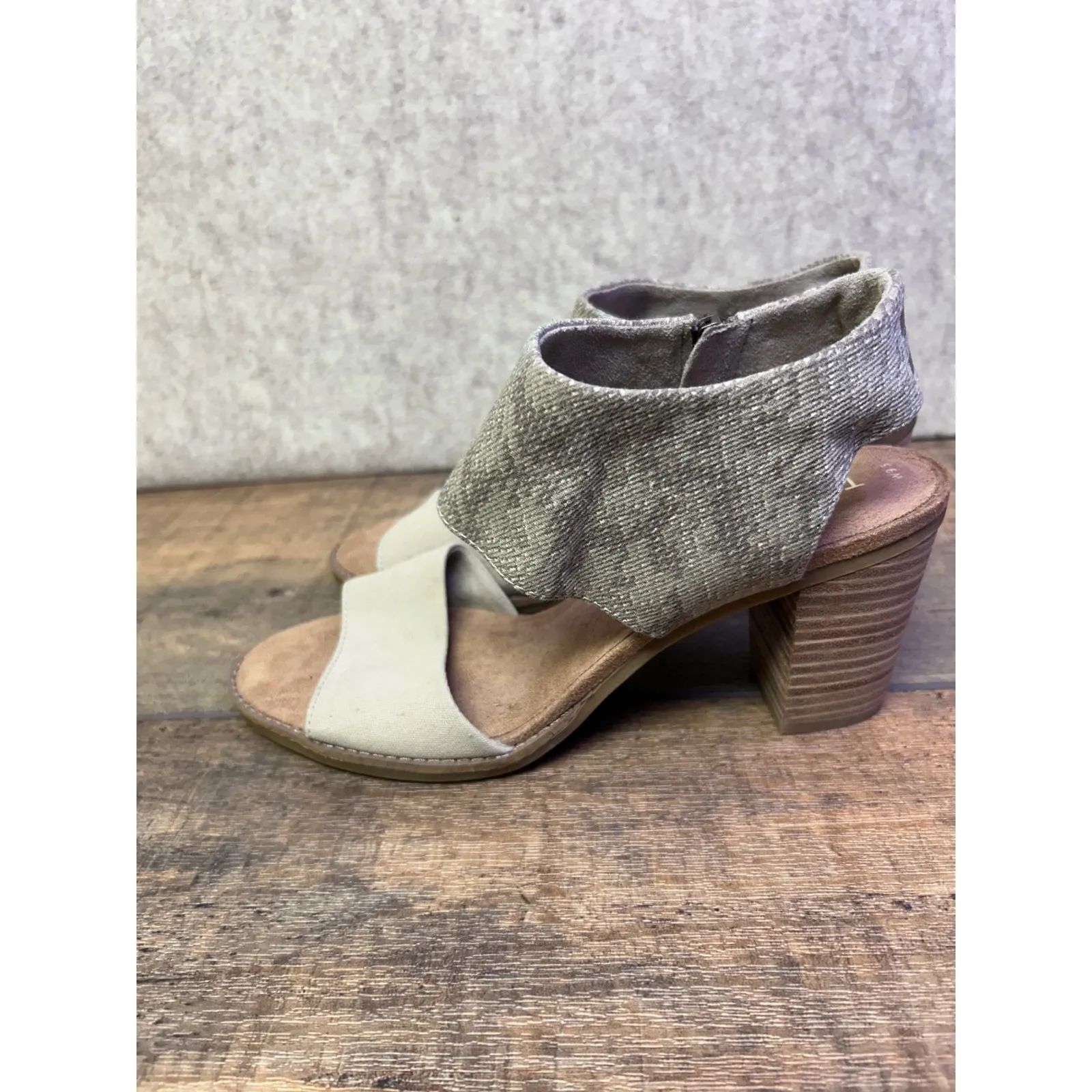 TOMS Wmn Majorca Cutout Snake Print Twill Canvas Block Heel Sandals Size 9.5 - Image 3