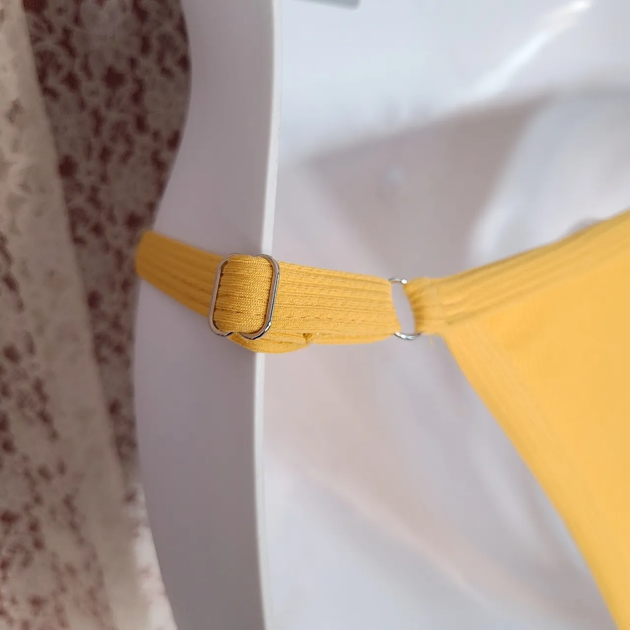 Yira  Nwt mustard yellow ribbed triangle bikini Large  - Image 6