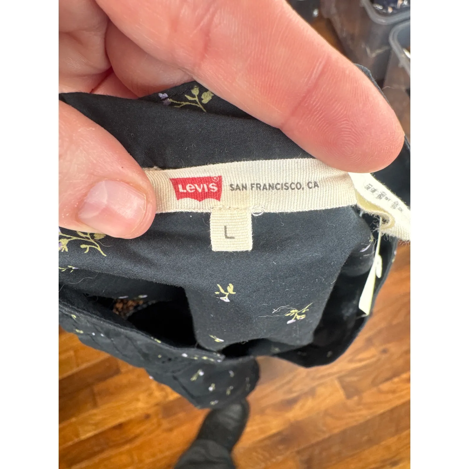 NWT Levi’s Madeline Long Sleeve Blouse Women’s Large Black Floral 100% Cotton - Image 6