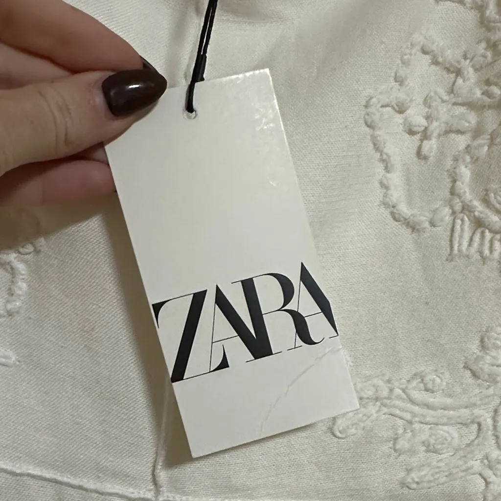 Zara White Embroidered Dress - Image 2