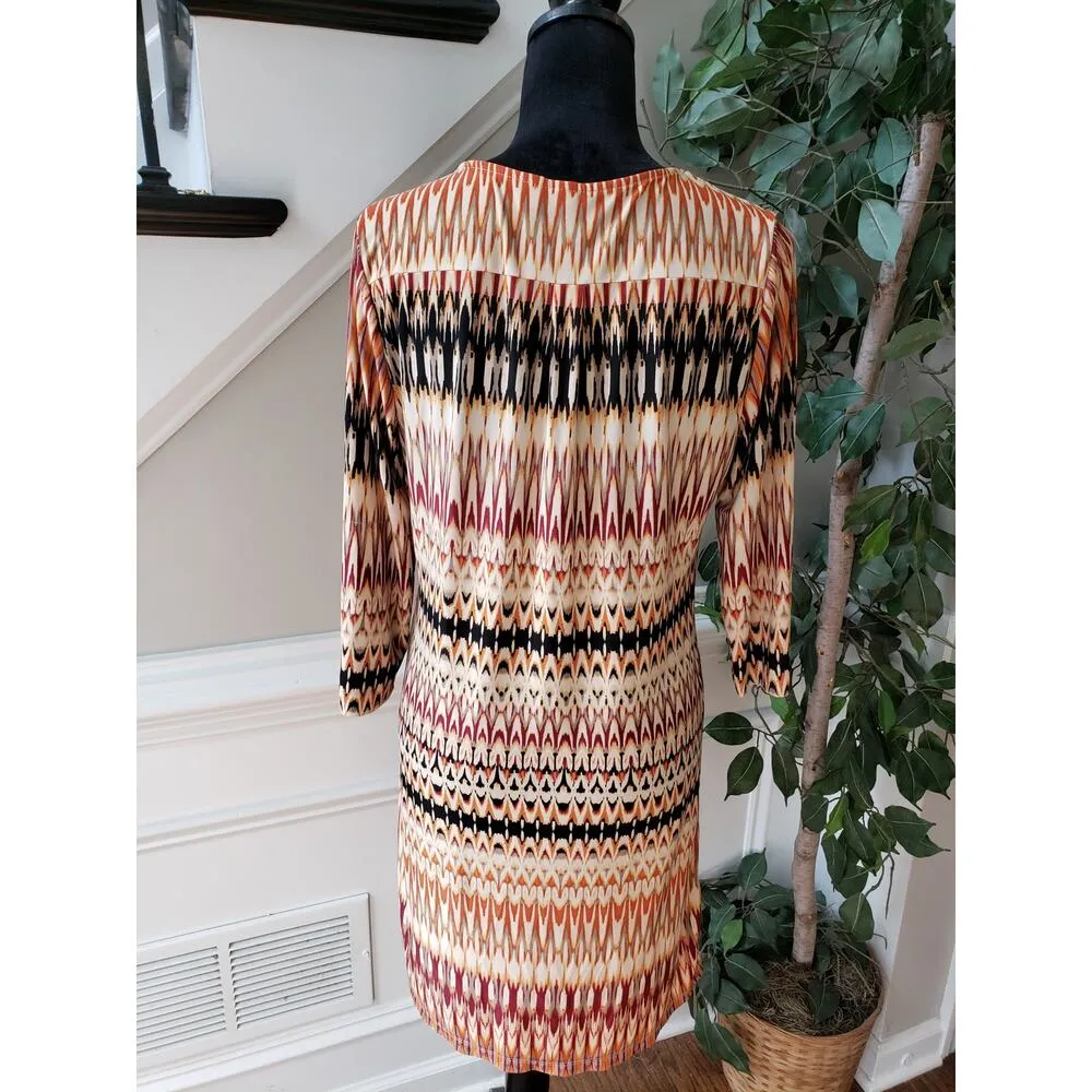 Tacera Midi Dress Womens S Multi Patterned Polyester Foldable Sleeve Quarter Zip - Image 4