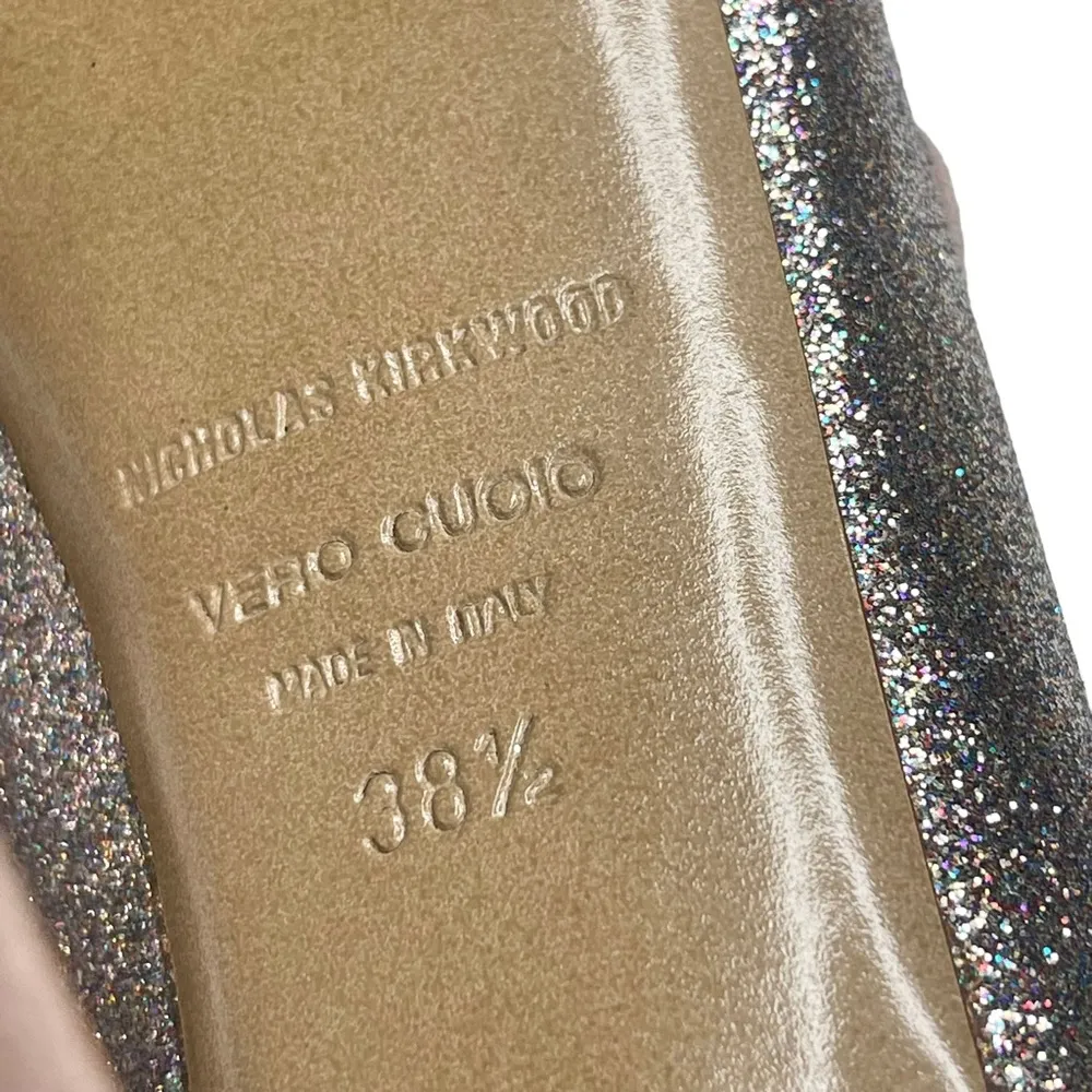 new Nicholas Kirkwood 𖤐 Peep Toe Platform Stilettos Sandal Heels 𖤐 Pink Suede Size 7.5 - Image 12