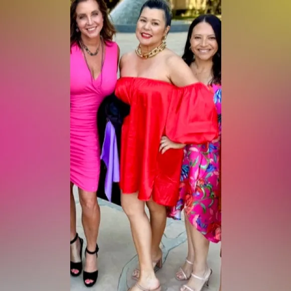 San Joy Vibrant Red Satin Poof Sleeve baby doll Mini Valentines party dress - Image 4