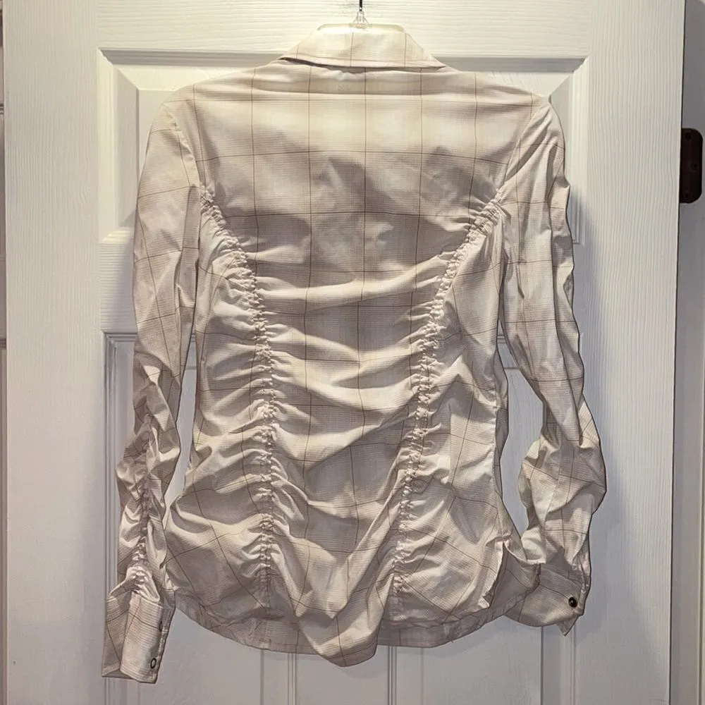✨Athleta Tulum Plaid Ruched Snap Front top - Image 9