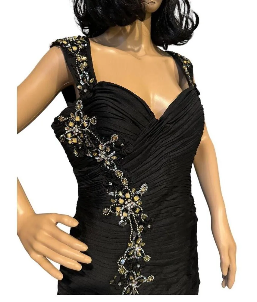 May Queen Couture USA black dress gold & silver embellishments size 12 - Image 4