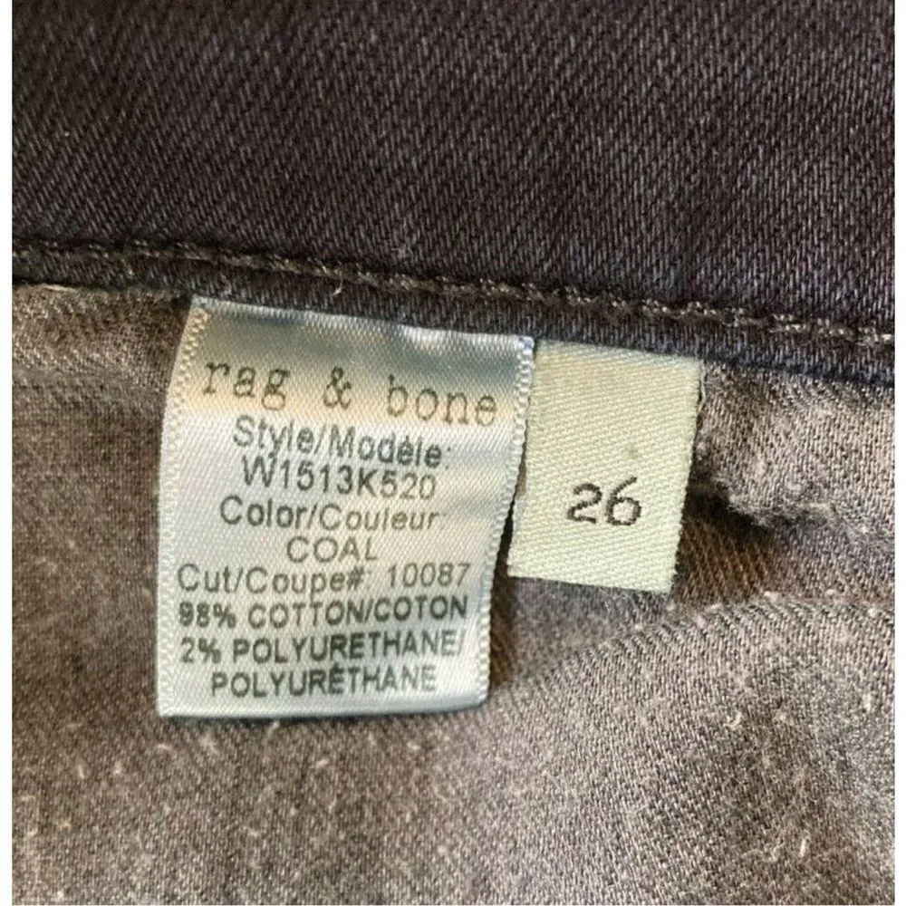Rag & Bone Womens Modèle Black Skinny Jeans In Coal Size 26 - Image 6