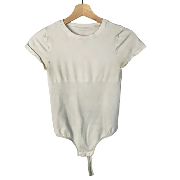 Yummie White Crewneck Short Sleeve Shape Bodysuit M Size M - Image 3