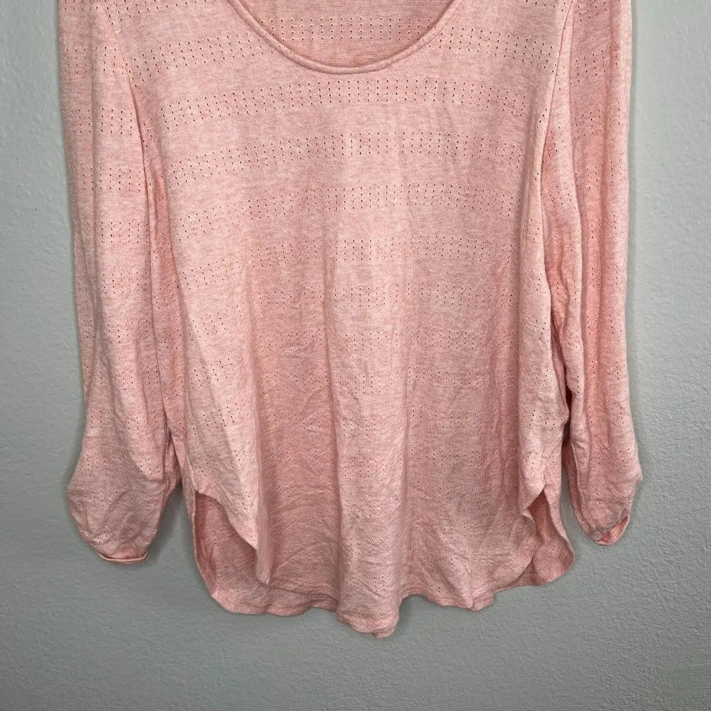 Anthropologie Akemi + Kin Pink Knit scoop neck Sweater Medium 3/4 Sleeve - Image 4