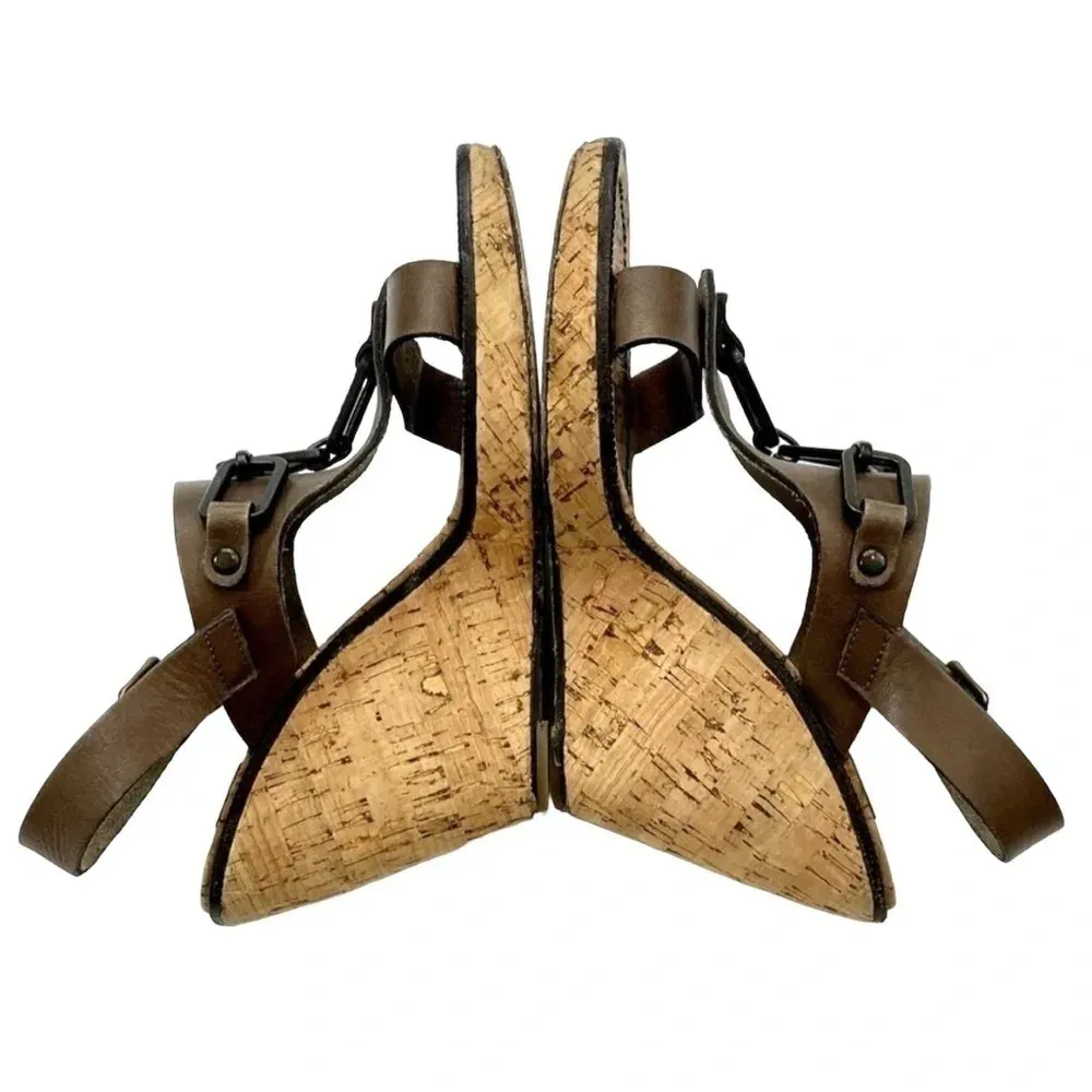 See By Chloe T Strap Leather Cork Wedges - Image 5